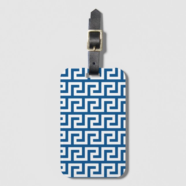 Island Blue Greek Key Baggage Labels Luggage Tag (Front Vertical)