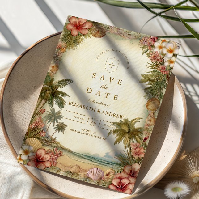 Island Botanical Floral Wedding Save The Date (Creator Uploaded)