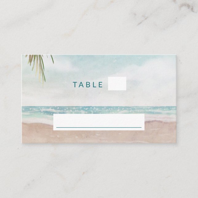 Island Breeze Beach Seating Wedding Table Number Place Card (Front)