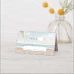 Island Breeze Beach Seating Wedding Table Number Place Card<br><div class="desc">Island Breeze Painted Beach Scene, with Ocean Waves, Sandy Beach, and Palm Trees, with a beautiful teal blue sky. With Modern Typography Script Fonts. A Summer Tropical Beach, Or destination wedding design - Personalized Wedding Reception Guest Seating Table Number Place Card! ~ Check my shop to see the entire wedding...</div>