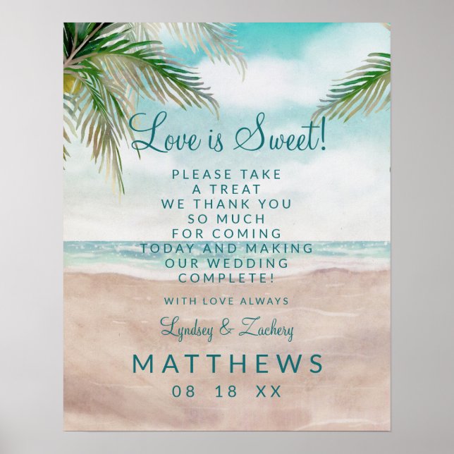 Island Breeze Love is Sweet Treat Wedding Sign (Front)