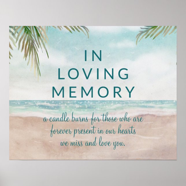 Island Breeze Painted Beach In Loving Memory Sign (Front)