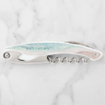 Island Breeze Painted Beach Scene Wedding Monogram Corkscrew<br><div class="desc">Island Breeze Painted Beach Scene, with Ocean Waves, Sandy Beach, and Palm Trees, with a beautiful teal blue sky. With Modern Typography Script Fonts. A Summer Tropical Beach, Or destination wedding design - Personalized Wedding Monogram Newlywed Keepsake Corkscrew! ~ Check my shop to see the entire wedding suite for this...</div>