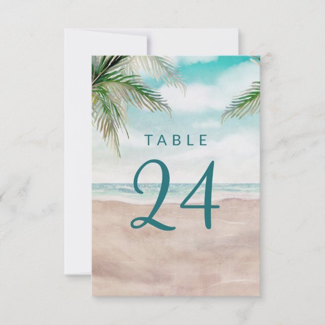 Island Breeze Painted Beach Wedding Table Numbers (Front)