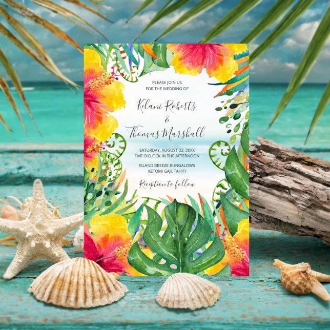 Island Breeze | Tropical Beach Watercolor Wedding Invitation (Creator Uploaded)