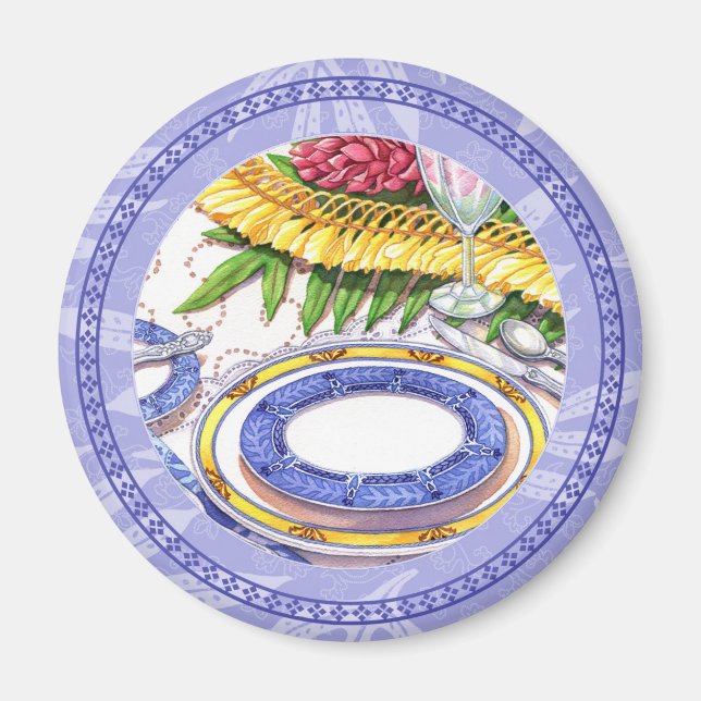 Island Cafe - Ginger Lei Place Setting Magnet (Front)