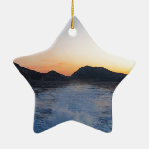 Island Capri at Sunset Ceramic Ornament
