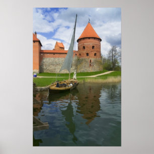 Island Castle by Lake Galve, Trakai, Lithuania Poster