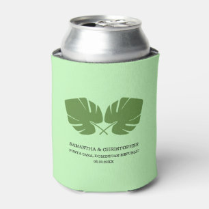 "Island Charm" Custom Green Can Cooler with Monste
