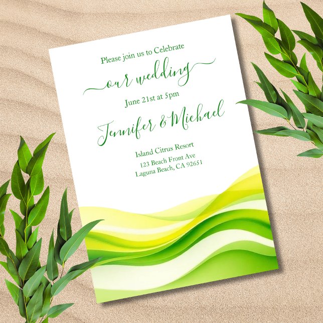 Island Citrus Green and Yellow Wedding Invitation (Island Citrus Green and Yellow Wedding Invitation)