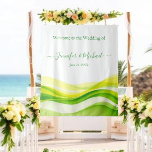 Island Citrus Green and Yellow Wedding Sign Tapestry