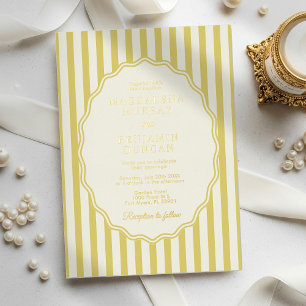 Island Citrus Yellow Elegant Modern Stripe Wedding
