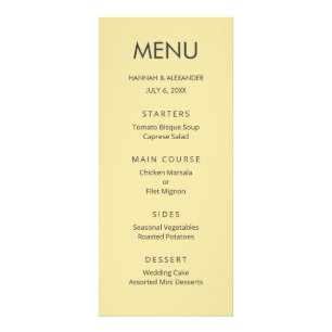 Island Citrus Yellow Wedding Menu