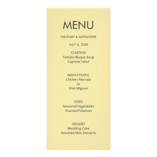 Island Citrus Yellow Wedding Menu - Easy Edit