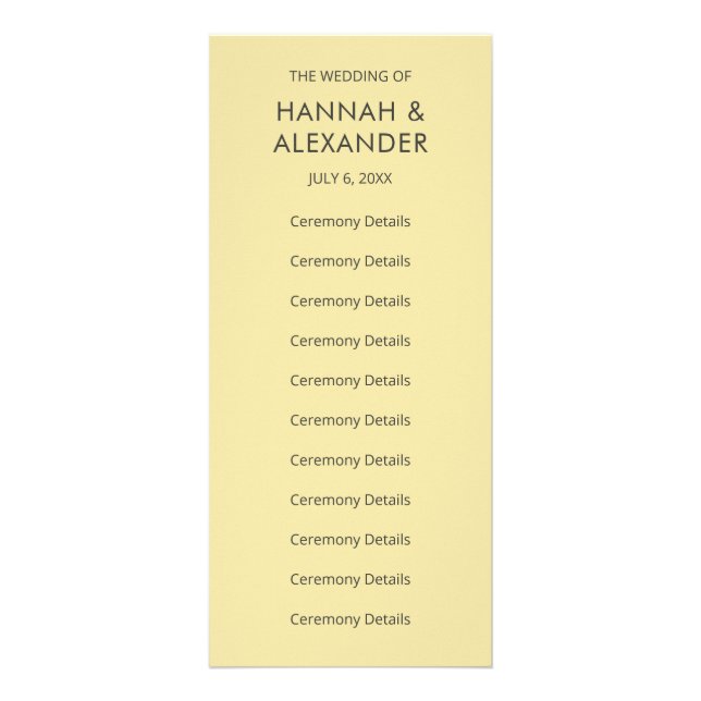 Island Citrus Yellow Wedding Program (Front)