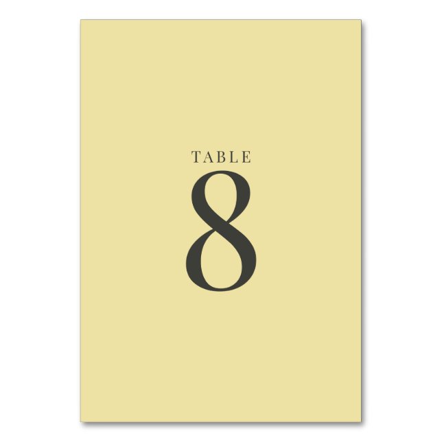 Island Citrus Yellow Wedding Table Numbers (Front)