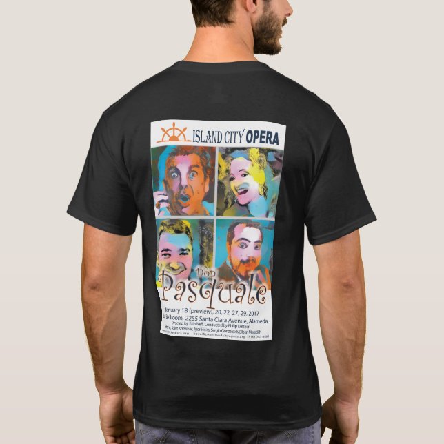 Island City Opera Don Pasquale tshirt dark (Back)