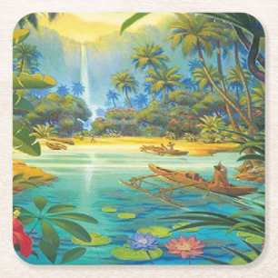 island Coaster, add text, Square Paper Coaster