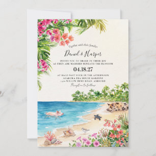 Island Destination Palm Tree Wedding Invitation