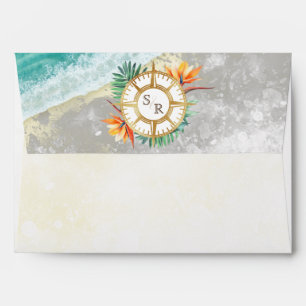 Island Destination Wedding Passport Gold World Map Envelope