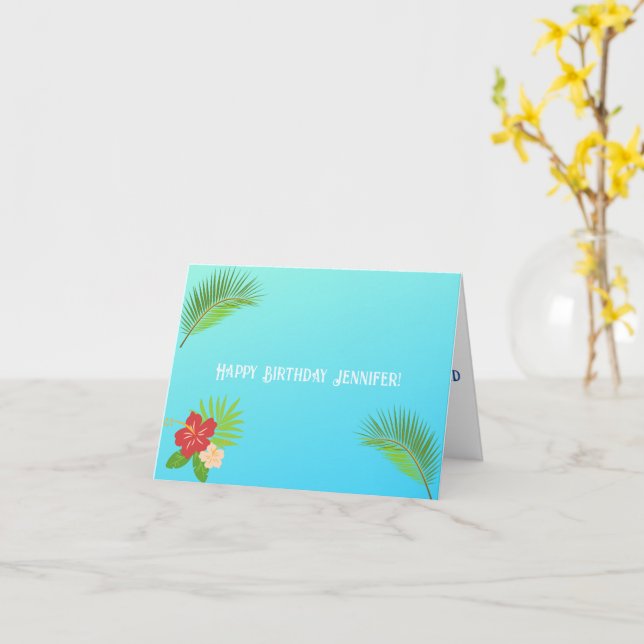 Island Escape Customizable Greeting  Card (Yellow Flower)