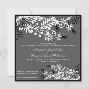Island Floral (black) Elegant Wedding Invitation