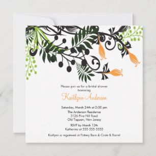 Island Floral Flowers Bridal Shower Invitation