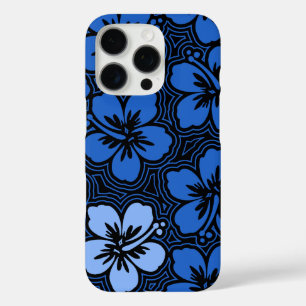 Island Floral Hawaiian Hibiscus Pinstriped Blue iPhone 16 Pro Case