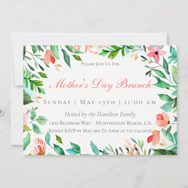 Island Floral Mother's Day Brunch Invitation (Front)