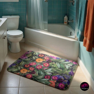 Island Floral Pink Meadow Bath Mat