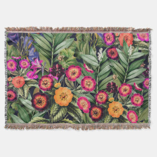 Island Floral Pink Meadow Throw Blanket