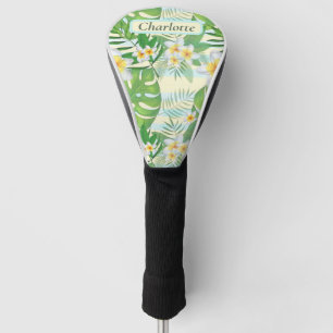 Island Flowers and Monstera Leaves Personalized Golf Head Cover