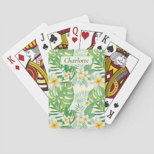 Island Flowers and Monstera Leaves Personalized Playing Cards