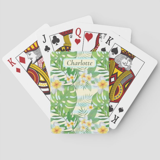 Island Flowers and Monstera Leaves Personalized  Playing Cards (Back)