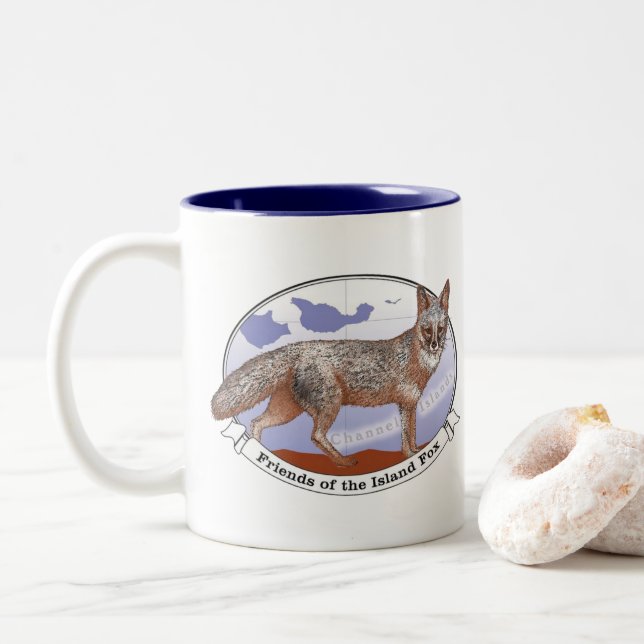 Island Fox Logo Mug Blue Interior 11 oz (With Donut)