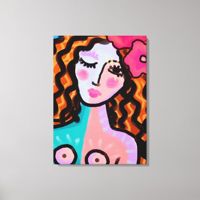 Island Girl Abstract Digital Painting Canvas Print (Front)