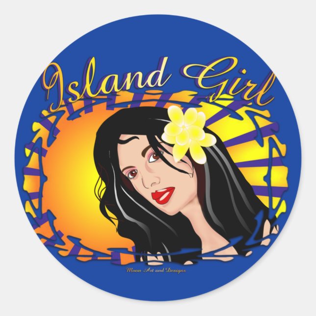 Island Girl Classic Round Sticker (Front)