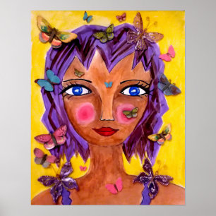Island Girl with Butterflies Poster