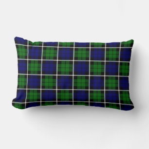 Island green/ Blue Plaid white and black stripe Lumbar Pillow