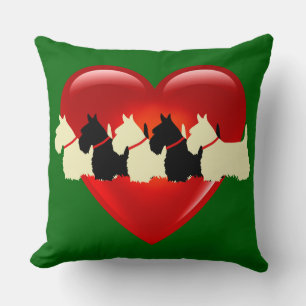 Island green Plaid print 6 Scottish Terrier dog Throw Pillow