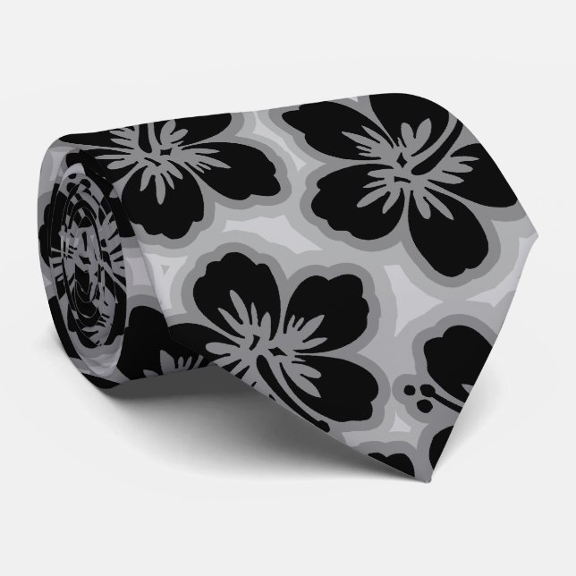 Island Hibiscus Hawaiian Tonal  Two-sided Printed Tie (Rolled)