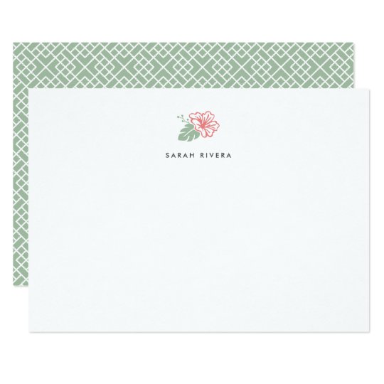 Island Hibiscus Personalized Stationery Flat Card