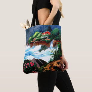 Island Home with Crashing Surf Tote Bag