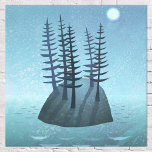 Island in the Ocean Art Canvas Print<br><div class="desc">A remote island in the middle of the ocean with pine trees. The moon is shining on this peaceful scene,  and adventrure beckons!  Original seascape painting by Nic Squirrell.</div>