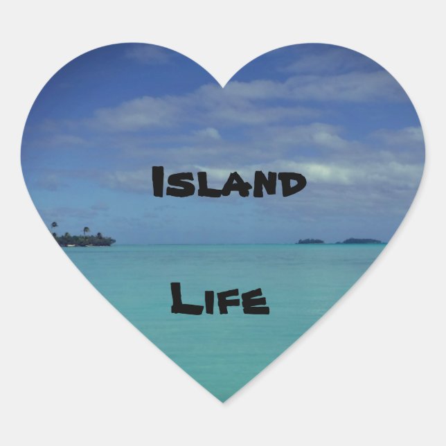 Island Life Tropical Island Heart Sticker (Front)