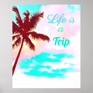 Island life tropical palm trees poster