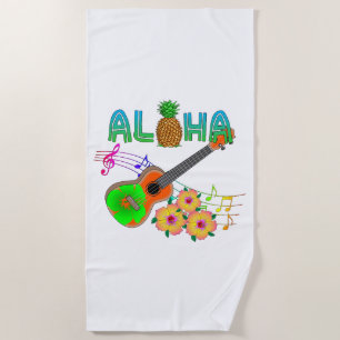 Island Music Ukulele Aloha Beach Towel
