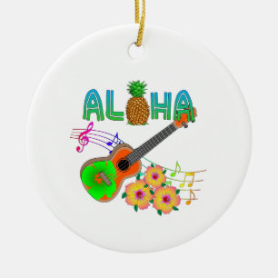 Island Music Ukulele Aloha Ceramic Ornament