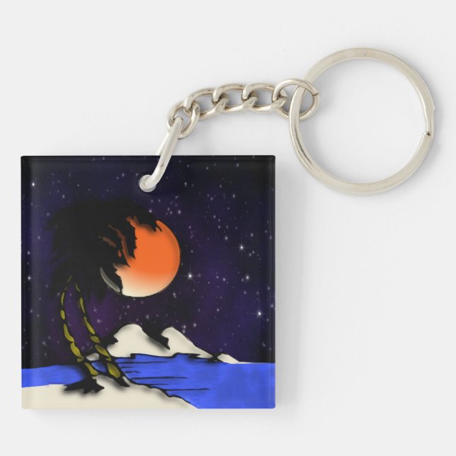 Island Night Design Keychain (Back)