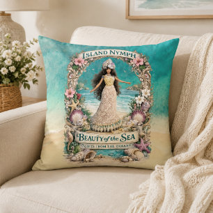 Island Nymph Tropical Spiritual Ocean Fantasy Art Throw Pillow